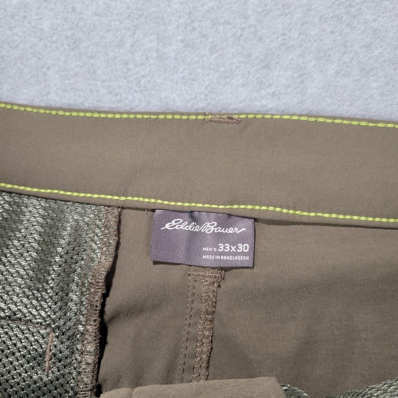 Eddie Bauer Takeoff Chino Pants Mens‎ 33x30 Brown UPF 50+ DWR D3853309 - Picture 7 of 12